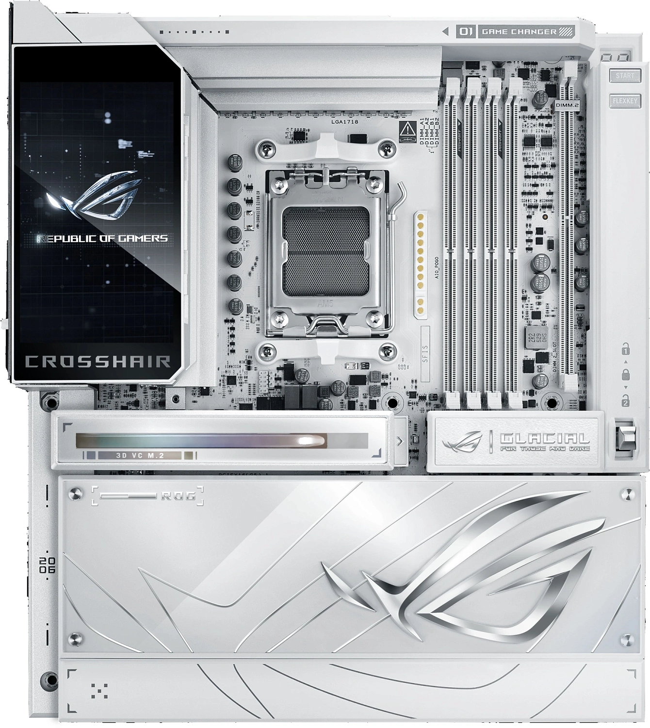 Материнская плата Asus ROG CROSSHAIR X870E GLACIAL Socket AM5 AMD X870E 4xDDR5 ATX AC`97 8ch(7.1) 2x10Gg RAID