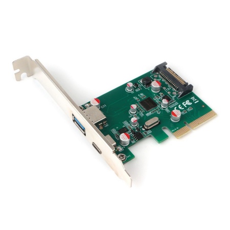 Контроллер USB Gembird SPCR-02 PCI-express, порты: 2 внешн. USB 3.1 Type-C и Type-A