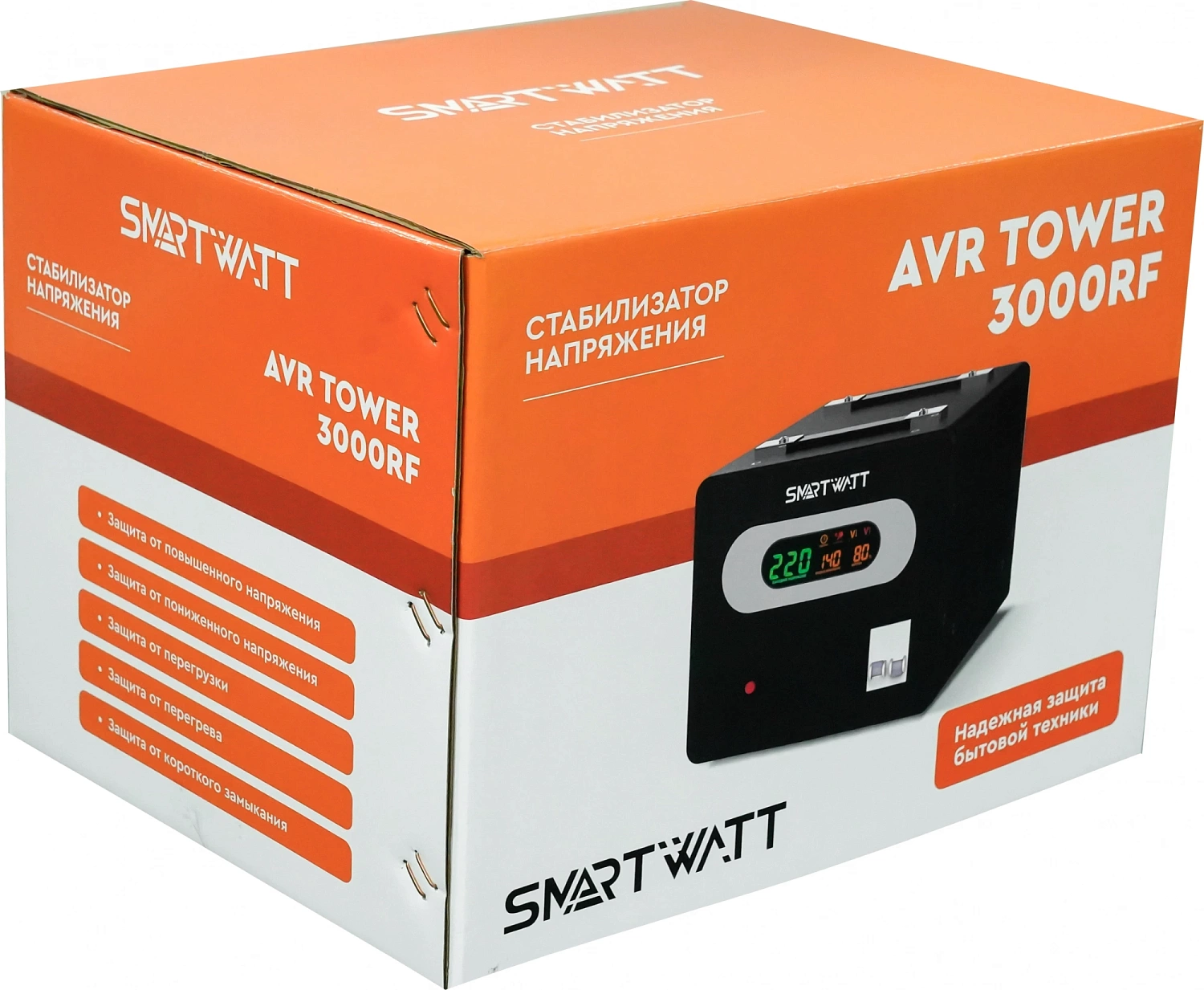 Стабилизатор напряжения Smartwatt AVR Tower 3000RF 3000ВА черный