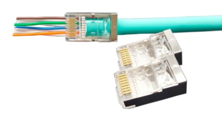 Коннектор Hyperline (PLEZ-8P8C-U-C5-SH-100) FTP кат.5e RJ45 прозрачный (упак.:100шт)