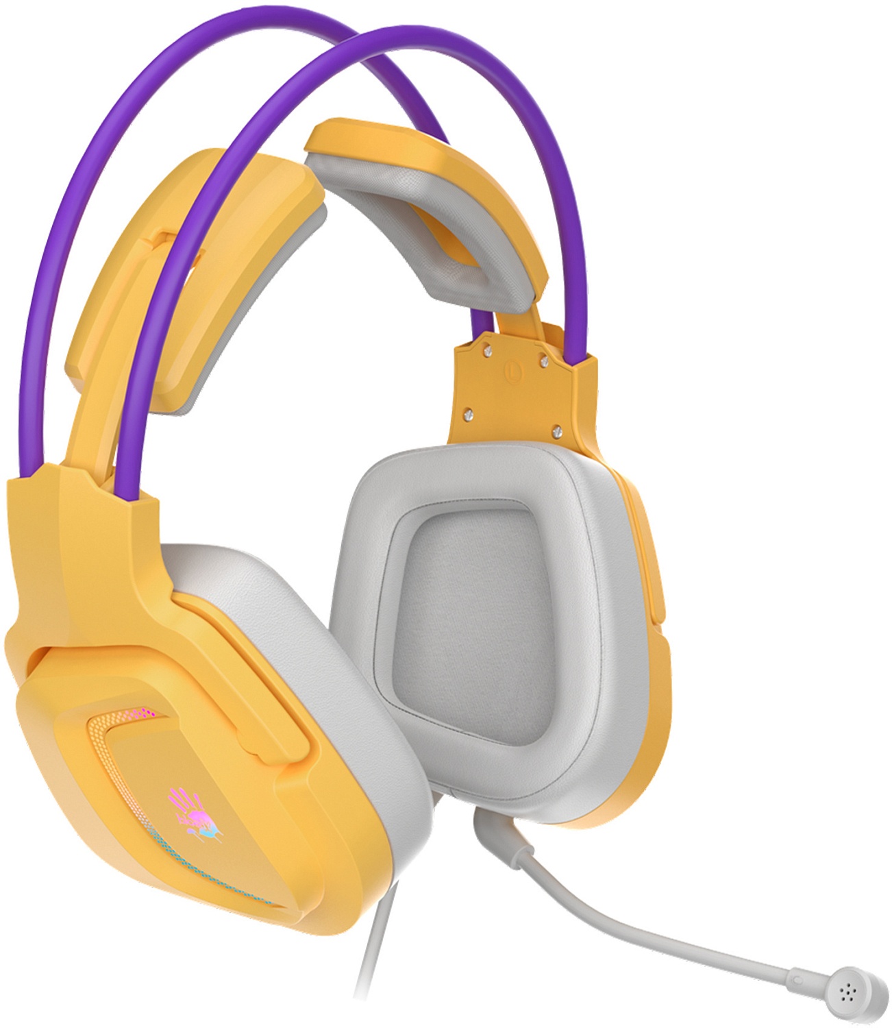 Наушники с микрофоном A4Tech Bloody G575 желтый/фиолетовый 2м мониторные USB оголовье (G575 /ROYAL VIOLET/ USB)