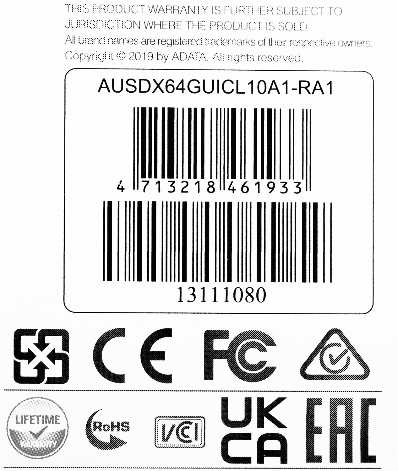 Флеш карта microSDXC A-Data 64GB AUSDX64GUICL10A1-RA1 Premier Pro + adapter