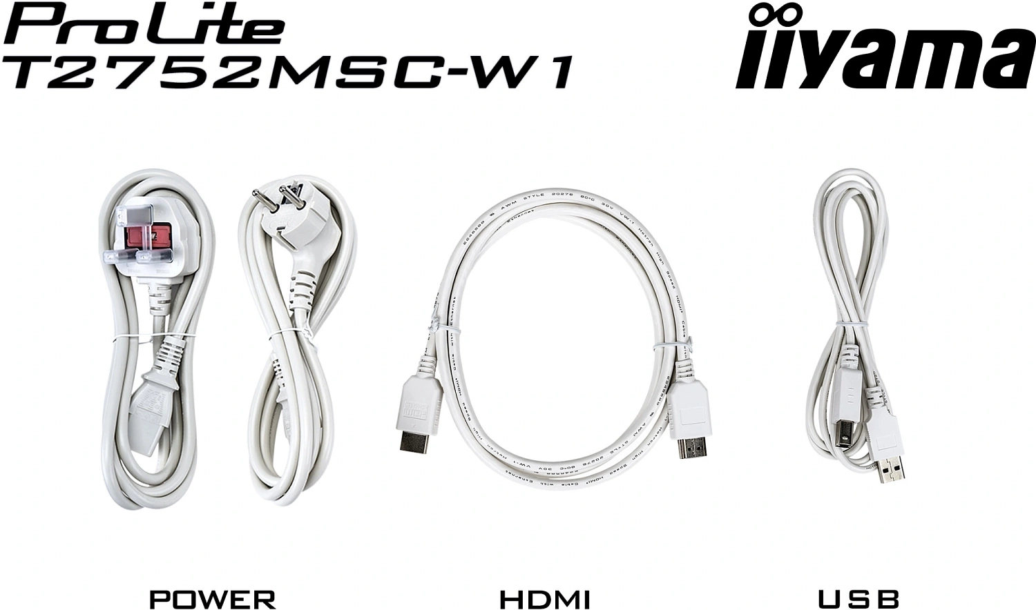 Монитор Iiyama 27" ProLite T2752MSC-W1 белый IPS LED 5ms 16:9 HDMI M/M матовая 1000:1 400cd 178гр/178гр 1920x1080 60Hz DP FHD USB Touch 6.7кг