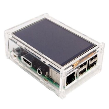 RA147 Корпус ACD Acrylic Case w/ 3.5 inch LCD hole for Raspberry Pi 3 B (вместо верхней крышки - отверстие для LCD дисплея) (494248)