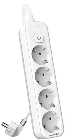 Сетевой фильтр Deli ET436 5м (4 розетки) белый (пакет ПЭ) Сетевой фильтр Deli ET436 5м (4 розетки) белый (пакет ПЭ)