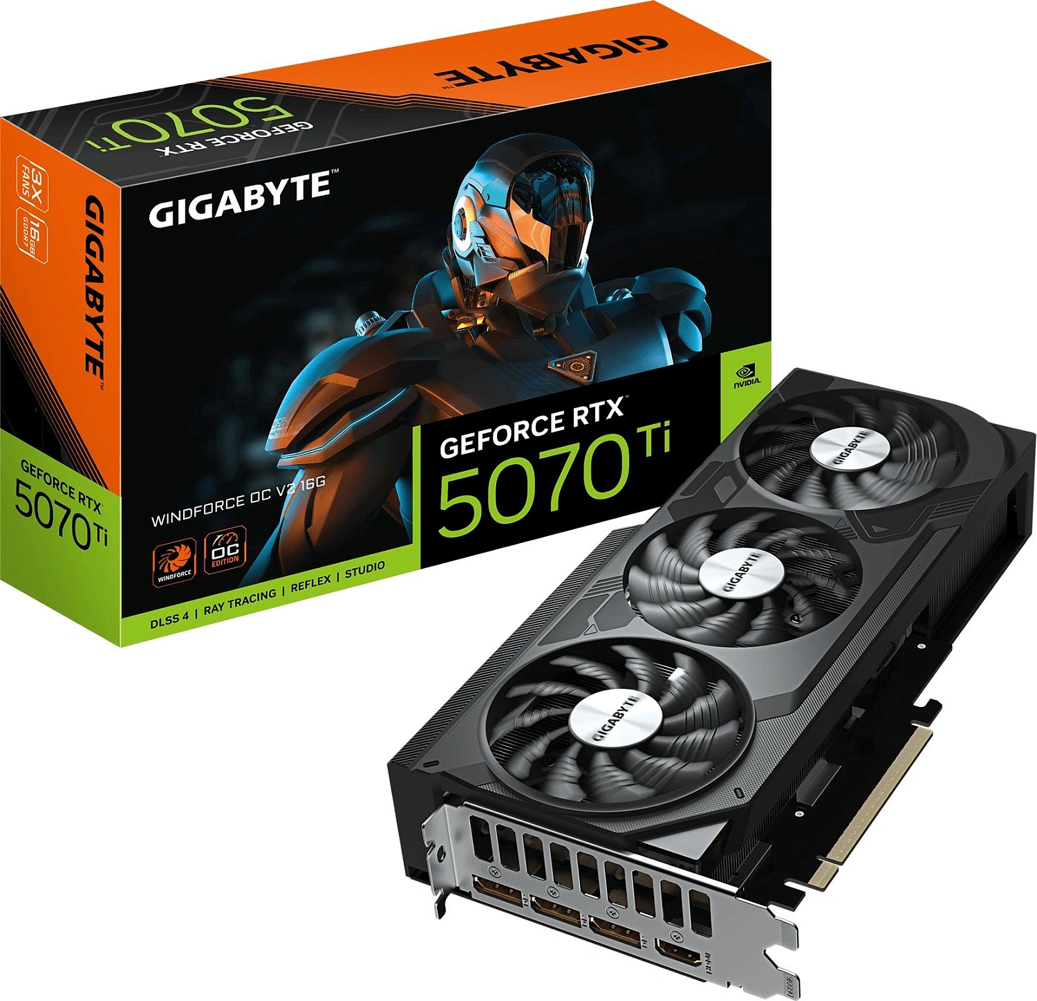 Видеокарта Gigabyte PCI-E 5.0 GV-N507TWF3OCV2-16GD NVIDIA GeForce RTX 5070TI 16Gb 256bit GDDR7 2497/28000 HDMIx1 DPx3 HDCP Ret