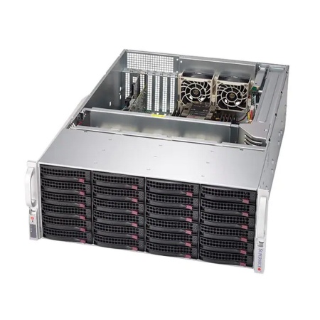 Серверная платформа Supermicro SuperStorage 4U Server 6049P-E1CR24H noCPU(2)2nd Gen Xeon Scalable/TDP 70-205W/ no DIMM(16)/ 3108RAID HDD(24)LFF+ opt. 2SFF/ 2x10Gbe/ 7xFH/ 2x1200W