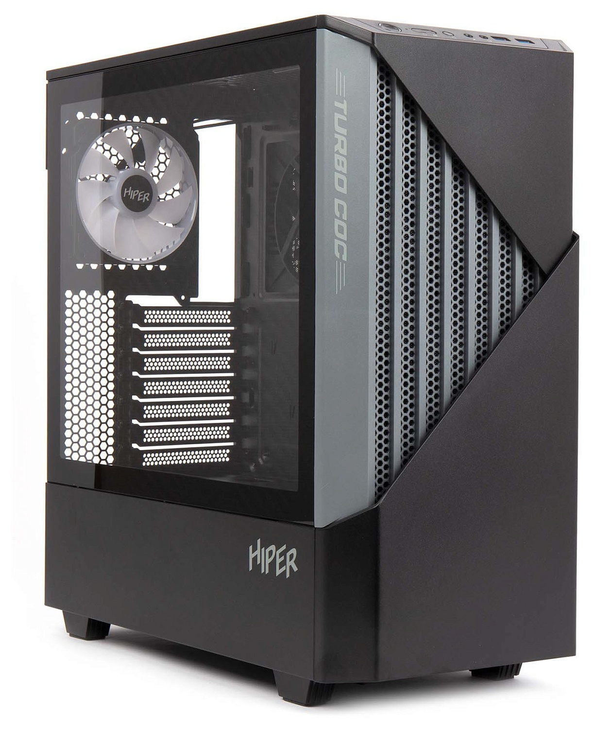 Корпус Hiper CC BG черный без БП ATX 1x120mm 3x140mm 2xUSB3.0 audio bott PSU