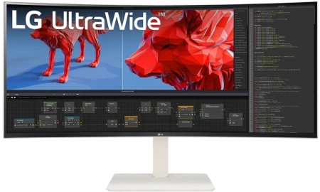 Монитор LG 38" UltraWide 38WR85QC-W белый NANO IPS LED 21:9 HDMI M/M матовая HAS Piv 600cd 178гр/178гр 3840x1600 144Hz FreeSync Premium Pro DP WQ+ USB 10.5кг