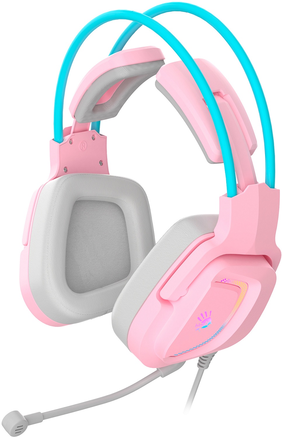 Наушники с микрофоном A4Tech Bloody G575 розовый/голубой 2м мониторные USB оголовье (G575 /SKY PINK/ USB)
