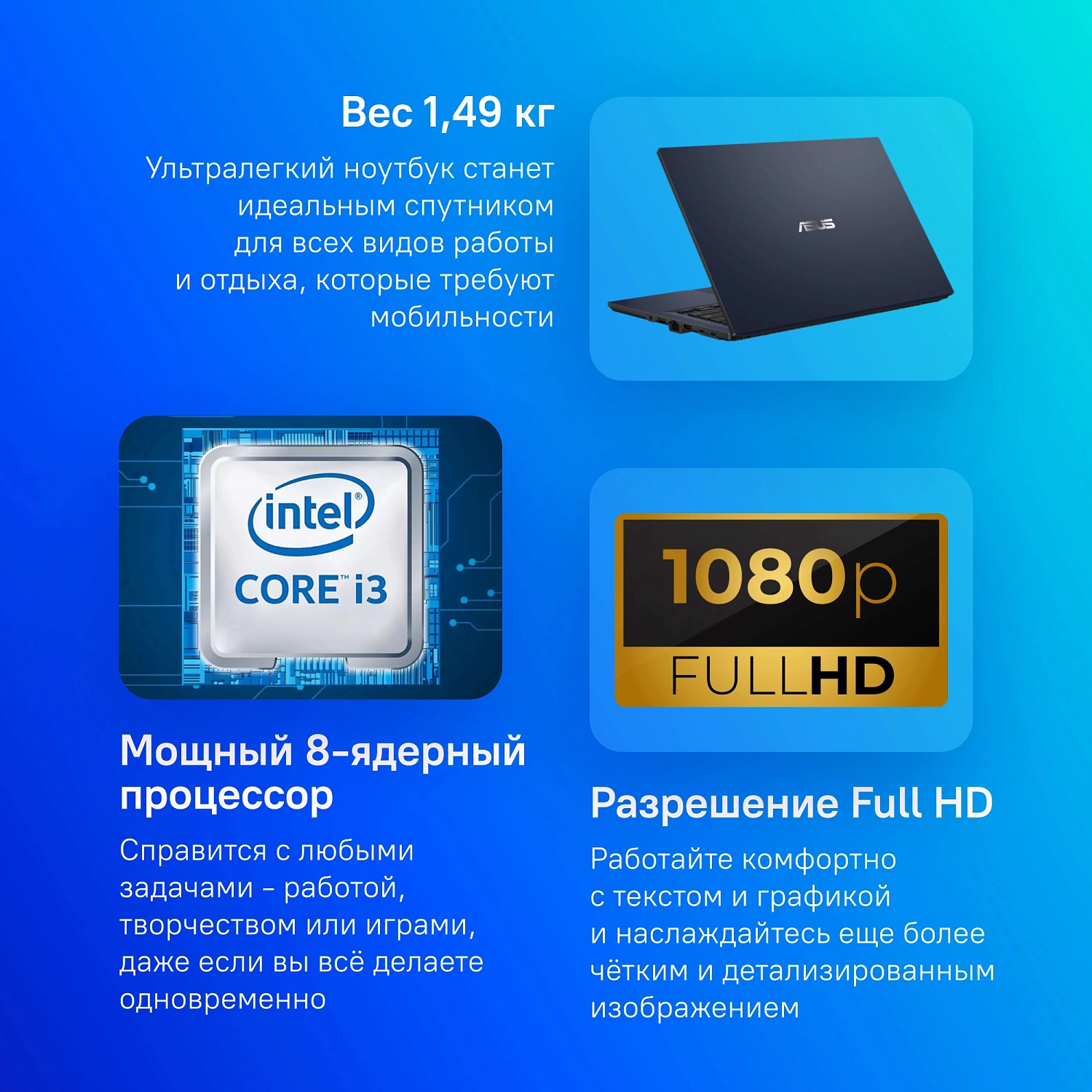 Ноутбук Asus ExpertBook B1 B1402CGA-NK0293XA Core i3 N305 8Gb SSD256Gb Intel UHD Graphics 14" TN FHD (1920x1080) Windows 11 Professional black WiFi BT Cam (90NX0611-M00AN0)