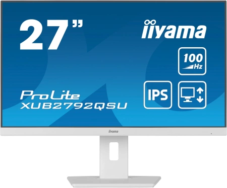 Монитор Iiyama 27" ProLite XUB2792QSU-W6 белый IPS LED 0.4ms 16:9 DVI HDMI M/M матовая HAS Piv 250cd 178гр/178гр 2560x1440 100Hz DP WQ USB 6.1кг