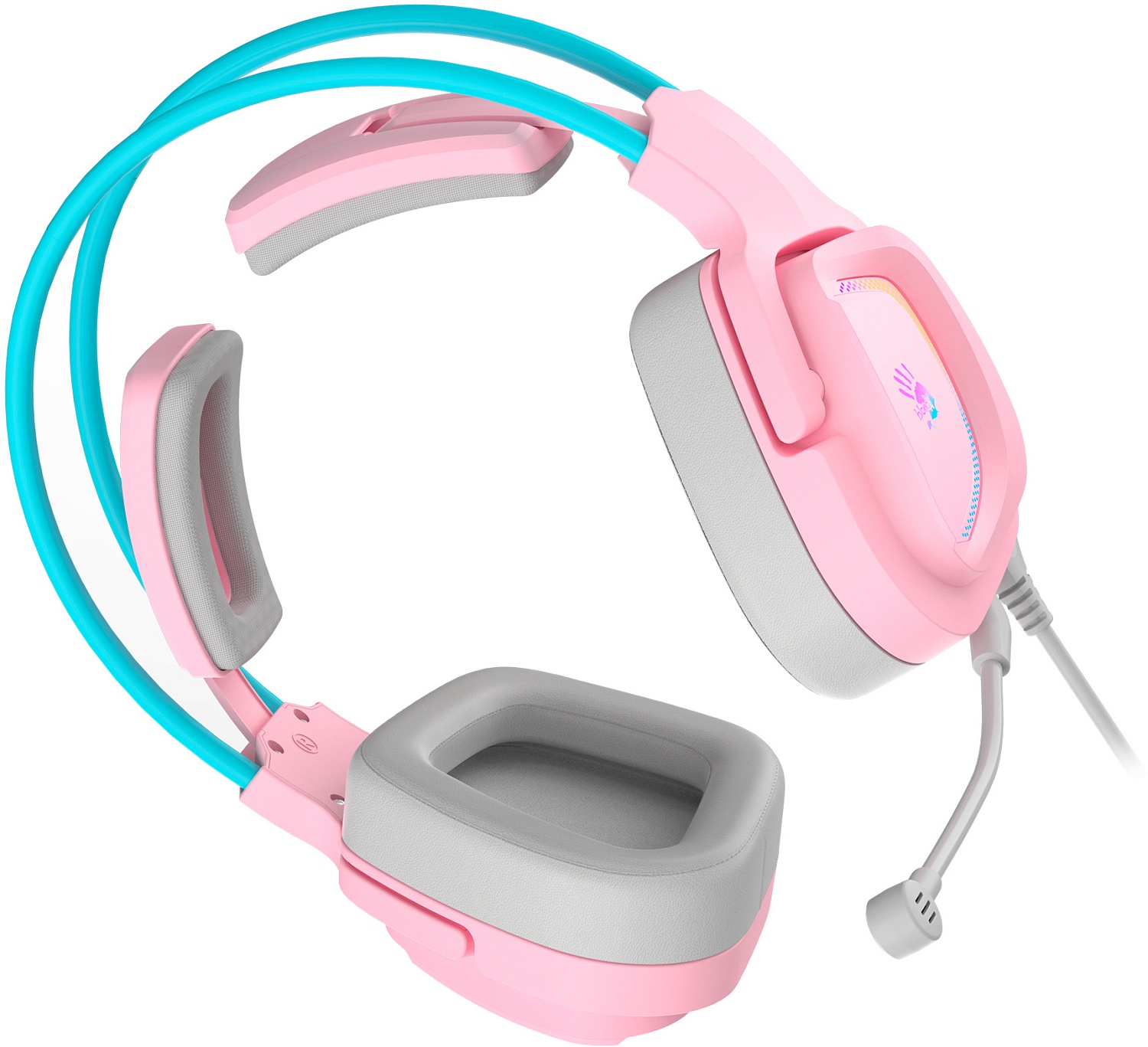 Наушники с микрофоном A4Tech Bloody G575 розовый/голубой 2м мониторные USB оголовье (G575 /SKY PINK/ USB)