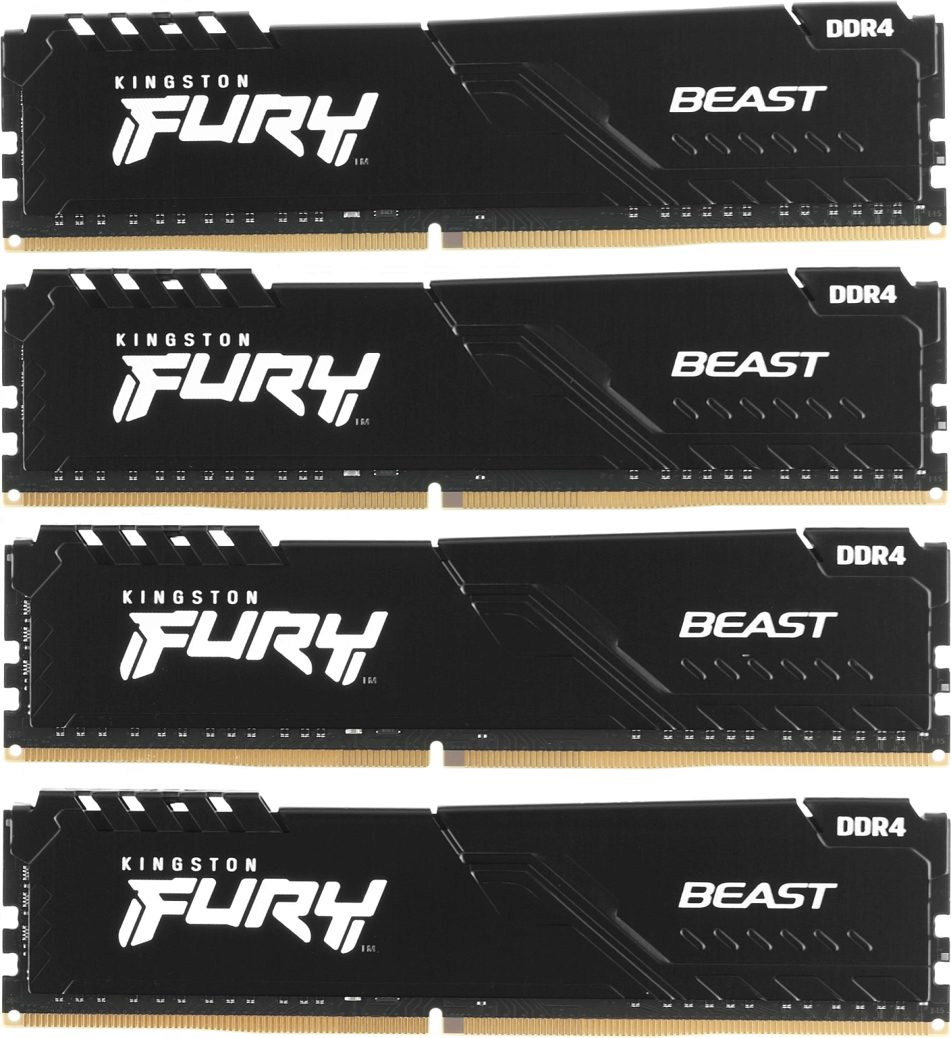 Память DDR4 4x16Gb 3600MHz Kingston KF436C18BBK4/64 Fury Beast Black RTL Gaming PC4-28800 CL18 DIMM 288-pin 1.35В single rank с радиатором Ret