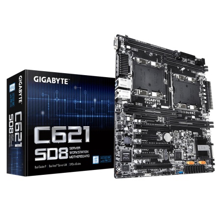 C621-SD8 Intel C621 motherboard with Dual LGA 3647 Socket P, Quad-Channel DDR4 RDIMM/LRDIMM 8 x DIMMs, Aspeed® AST2500 BMC, Dual Intel® Server GbE LAN, 3 PCIe x16 slots and 3 PCIe x8 slots for multi cards RTL{6}