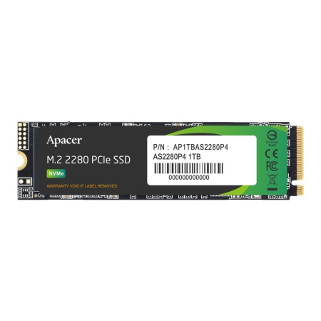 Твердотельный накопитель SSD Apacer 1 TB, M.2, 2280 AS2280P4 PCI-E 3.x x4, 3D TLC, IOPS 3000/2000, TBW 800TB, DWPD 0.73, bulk