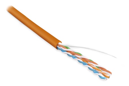 Кабель информационный Hyperline UUTP4-C5E-S24-IN-LSZH-OR-305 кат.5E U/UTP 4X2X24AWG LSZH внутренний 305м оранжевый