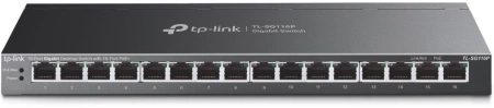 TL-SG116P Настольный коммутатор с 16 гигабитными портами PoE+