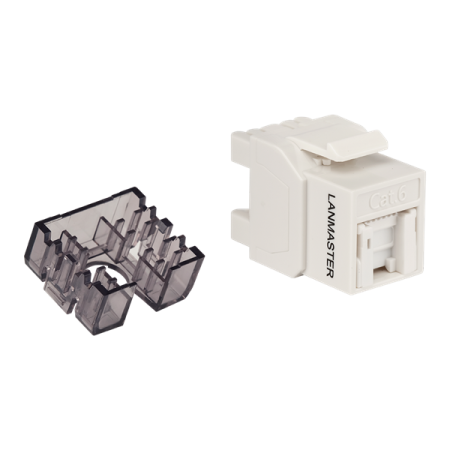 Модуль Модуль Keystone, RJ45, неэкранированный, кат.6, со встроенной шторкой, 180 градусов, белый