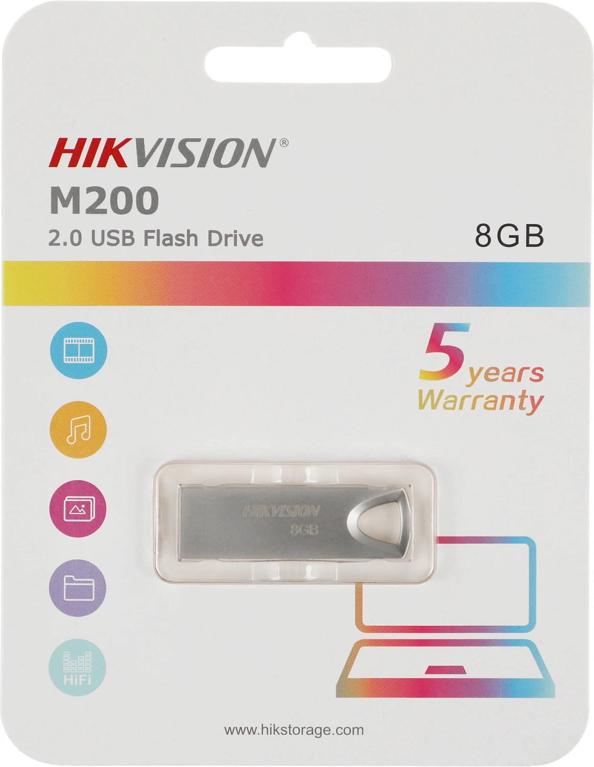 Флеш Диск Hikvision 8Gb M200 HS-USB-M200/8G USB2.0 серебристый