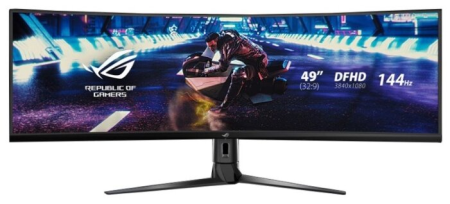 Монитор ASUS 49" ROG Strix XG49VQ VA LED curved 3840x1080, 4ms, 450cd/m2, 178°/178°, 3000:1, HDMI*2, DP, USB-Hub, 144Hz, HDR, MM, FreeSync, Tilt, Swivel, HAS, VESA, Black, 90LM04H0-B01170 3 years