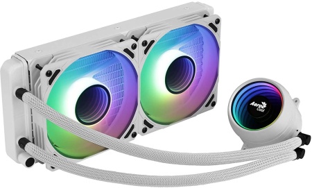 Система водяного охлаждения Aerocool Mirage L240 White Soc-AM4/1151/1200/2066/1700 4-pin 20-27dB Al+Cu 400W 1200gr LED Ret