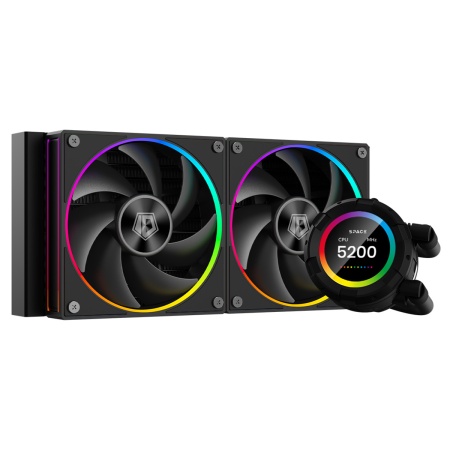 Комплект водяного охлаждения ID-COOLING SL240 BLACK LGA20XX/1700/1200/115X/AM5/AM4 (4шт/кор,TDP 260W PWM, LCD Display, DUAL FAN 120mm) RET