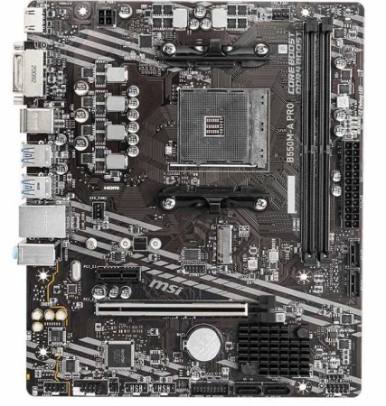 Материнская плата MSI B550M-A PRO, Socket AM4, AMD® B550, 2xDDR4-4600, HDMI+DVI-D, 1xPCI-Ex16x, 1xPCI-Ex1x, 4xSATA3(RAID 0/1/10), 1xM.2, 8 Ch Audio, GLan, (2+4)xUSB2.0, (4+2)xUSB3.2, 2xPS/2, mATX, RTL