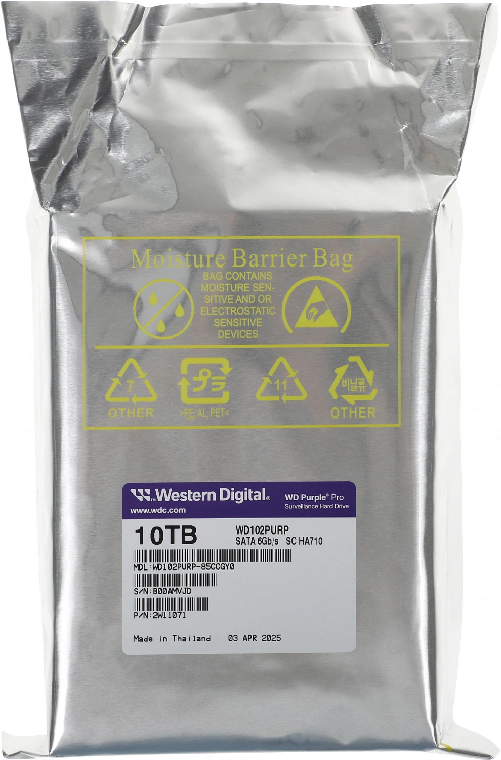 Жесткий диск WD SATA-III 10TB WD102PURP Surveillance Purple Pro (7200rpm) 256Mb 3.5"