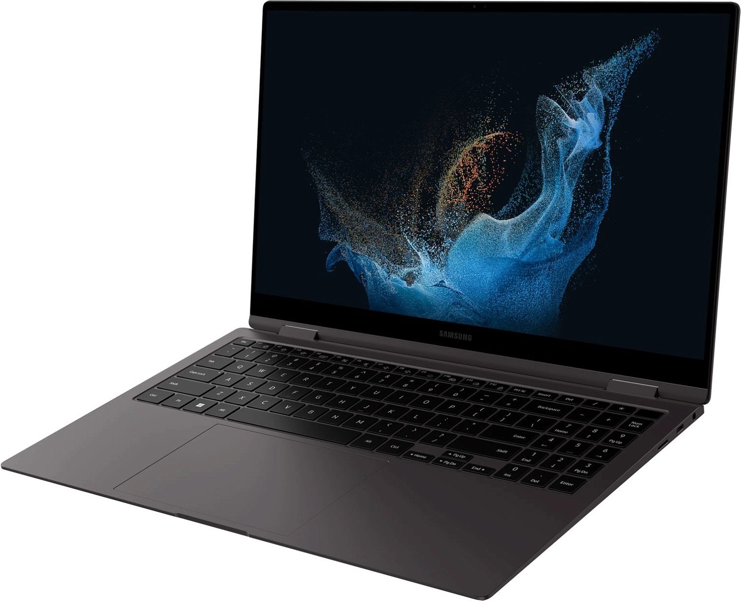 Ноутбук Samsung Galaxy Book 2 Pro 360 NP950 Core i7 1260P 16Gb SSD512Gb Intel Iris Xe graphics 15.6" AMOLED Touch FHD (1920x1080) Windows 11 Home English black WiFi BT Cam (NP950QED-KA1IN)