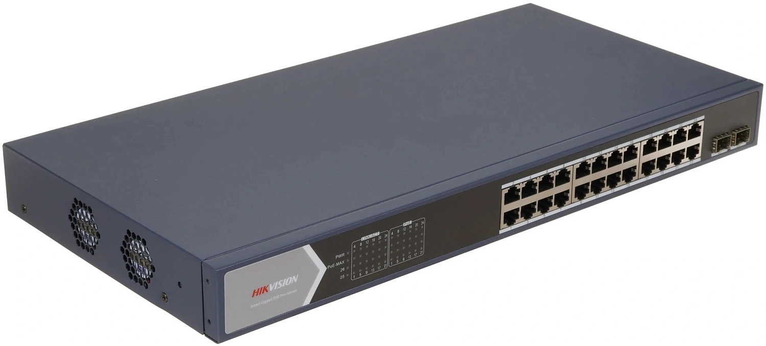 Коммутатор Hikvision DS-3E1526P-SI 24x1Гбит/с 2SFP 24PoE+ 370W управляемый
