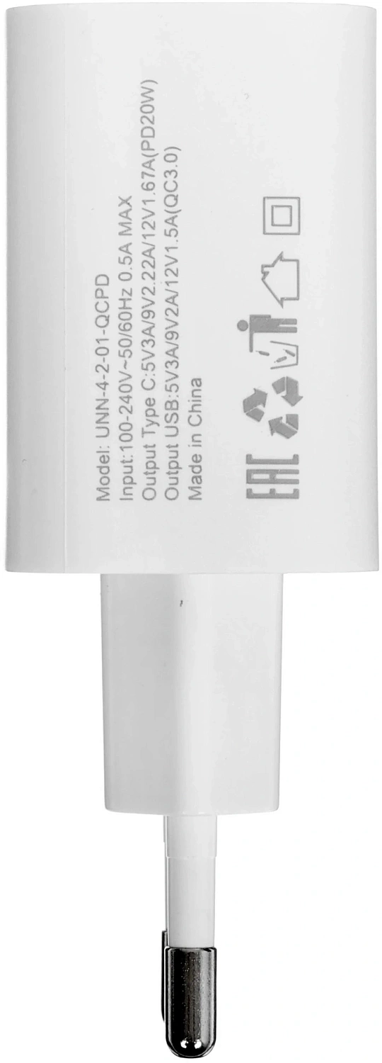 Сетевое зар./устр. Wiiix UNN-4-2-01-QC 3A+2.4A (PD+QC) USB-C/USB-A универсальное белый