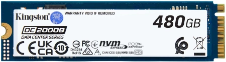 Твердотельный накопитель Kingston Enterprise SSD 480GB DC2000B M.2 2280 NVMe Gen4x4 R7000/W800MB/s  3D TLC MTBF 2М 530 000/32 000 IOPS 350,4TBW (Data Center) 3 years