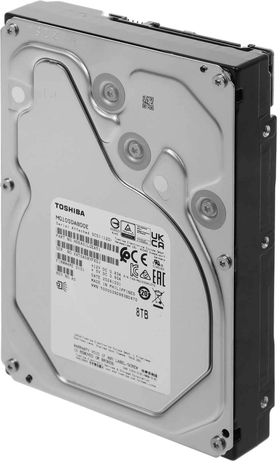 Жесткий диск Toshiba Enterprise HDD 3.5" SAS 8TB, 7200 rpm, 512MB buffer, MG10SDA800E, 1 year