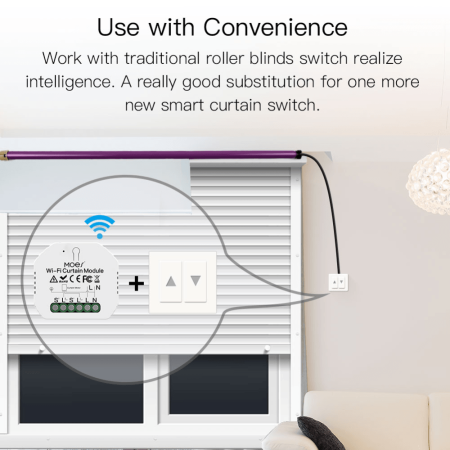 Переключатель для штор Moes Wi-Fi Curtain Module модели MS-108