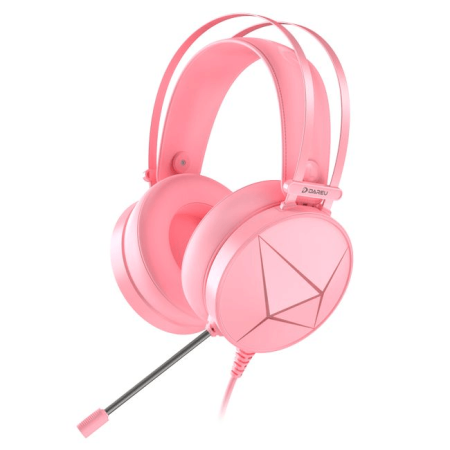 Гарнитура игровая проводная Dareu EH722X Pink (розовый), подсветка RGB, подключение USB