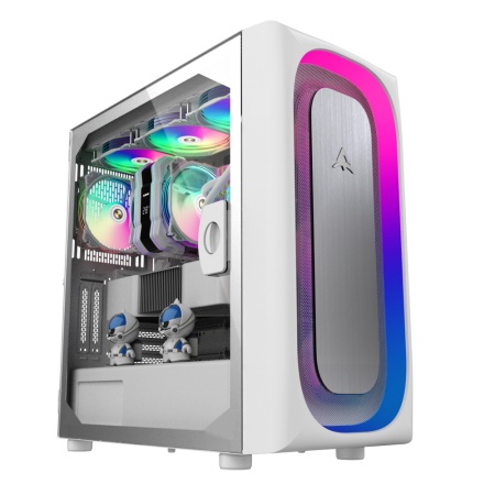 Корпус Ai Pro W Alseye Ai Pro White 0.7mm SPCC, Mini-ITX/Micro-ATX/ATX/E-ATX, Front:120mm*2pcs, "Top:120mm*2pcs, Rear:120mm*1pc, USB2.0*1+HD Audio+USB3.0*1+Typc*1, HDD(3.5")*3pcs+SSD(2.5") *2, 405*200*460mm, Tempered Glass"