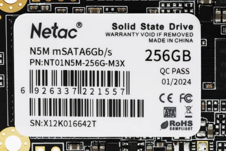 Ssd накопитель Netac SSD N5M 256GB mSATA SATAIII 3D NAND, R/W up to 540/490MB/s, TBW 140TB, 3y wty