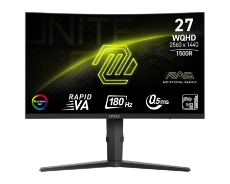 Монитор MSI MAG 275CQRF QD E2 27" 16:9 WQHD(2560x1440) Rapid VA Curve 1500R,1ms(GTG), 5000:1,100M:1,300nit,178/178,2xHDMI 2.0,1xDP 1.2,USB-C, Tilt,Height,VESA,180HZ,Black,1y war-ty