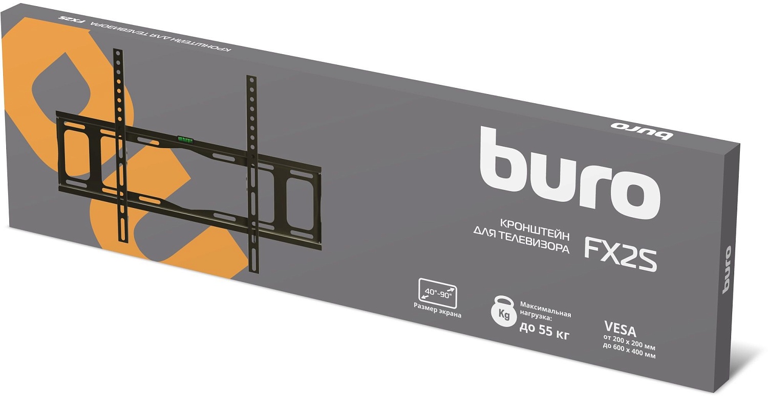 Кронштейн для телевизора Buro FX2S черный 40"-90" макс.55кг настенный фиксированный