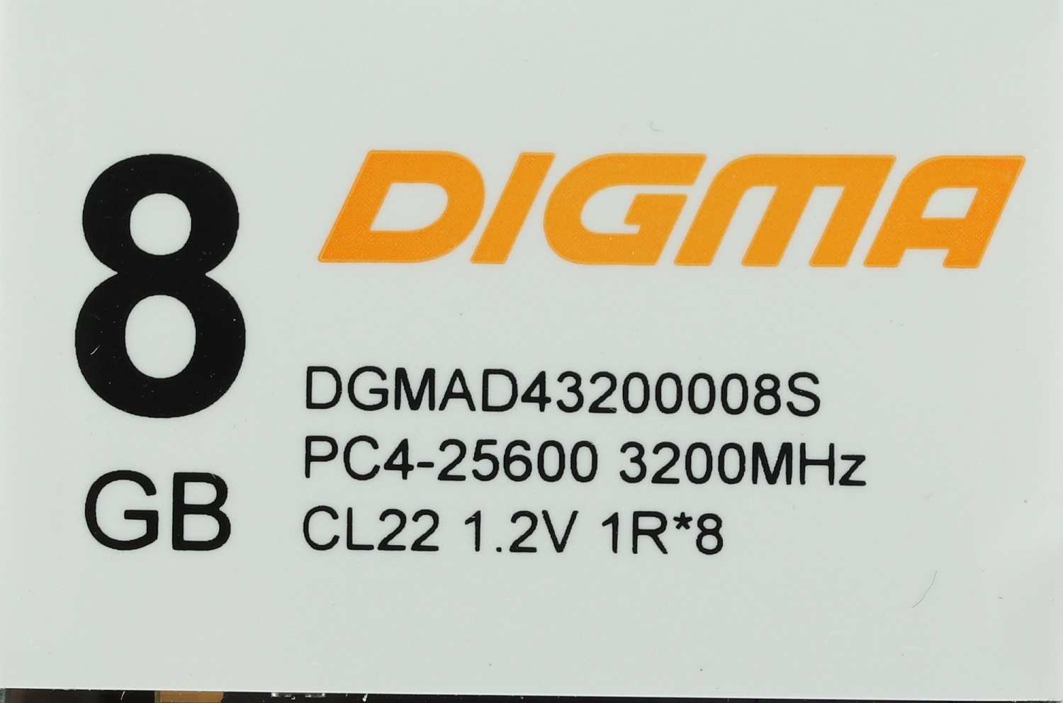 Память DDR4 8Gb 3200MHz Digma DGMAD43200008S RTL PC4-25600 CL22 DIMM 288-pin 1.2В single rank Ret Память DDR4 8Gb 3200MHz Digma DGMAD43200008S RTL PC4-25600 CL22 DIMM 288-pin 1.2В single rank Ret