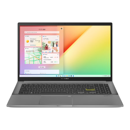 Ноутбук ASUS VivoBook S15 S533EA-BN429W Core I5-1135G7/16b/512Gb M.2 SSD+32Gb Optane/15.6"FHD IPS (1920x1080)/Intel Iris X Graphics/WiFi6/BT/IllumKB/Cam/Windows 11 Home/1.8Kg/INDIE BLACK/RU_EN_Keyboard