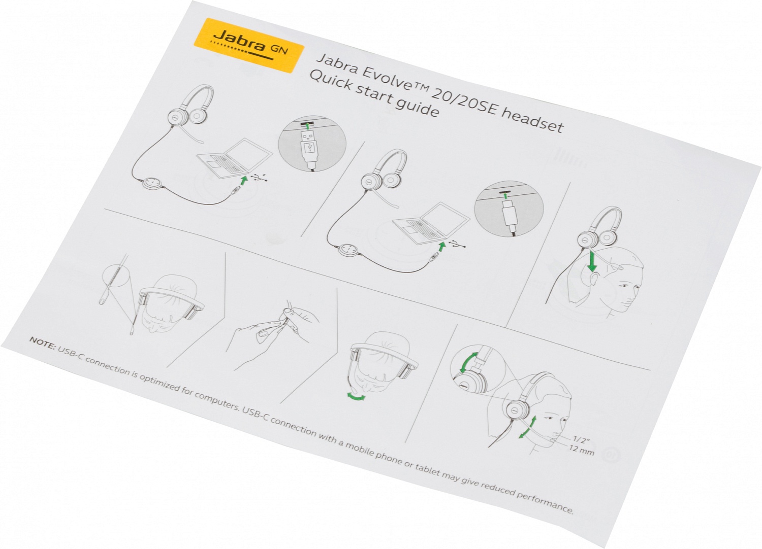 Наушники с микрофоном Jabra Evolve 20 MS Duo черный 1.2м накладные USB оголовье (4999-823-189)