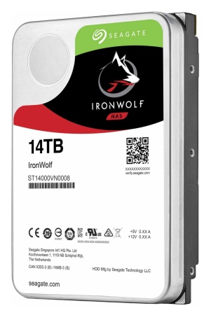 Жесткий диск HDD SATA Seagate 14Tb, ST14000VN0008, IronWolf, 7200 rpm, 256Mb buffer, 1 year