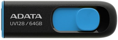 Флеш Диск A-Data 64Gb DashDrive UV128 AUV128-64G-RBE USB3.0 черный/синий