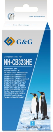 Картридж струйный G&G NH-CB323HE голубой (14.2стр.) для HP Photosmart B8553/C5324/C5370/C5373/C5380/C5383