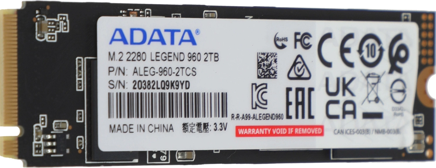 Накопитель SSD A-Data PCIe 4.0 x4 2TB ALEG-960-2TCS Legend 960 M.2 2280