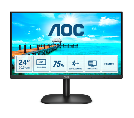 Монитор AOC 23.8" Value Line 24B2XHM2/01 черный VA LED 16:9 HDMI матовая 250cd 178гр/178гр 1920x1080 75Hz VGA FHD 2.7кг