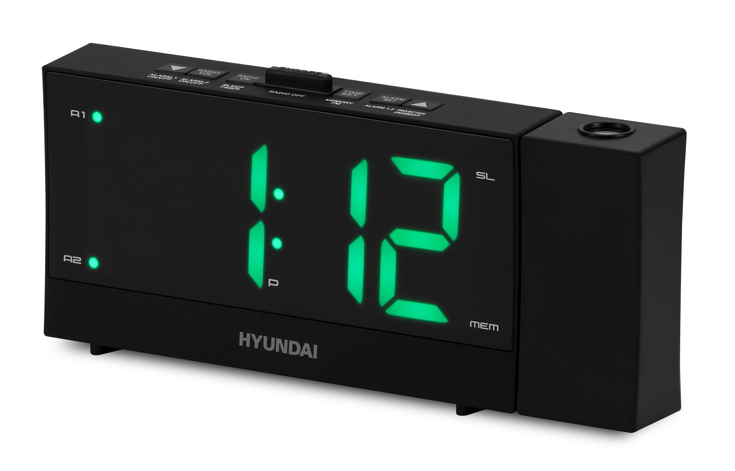 Радиобудильник Hyundai H-RCL243 черный LCD проек.изоб. подсв:зеленая часы:цифровые FM Радиобудильник Hyundai H-RCL243 черный LCD проек.изоб. подсв:зеленая часы:цифровые FM