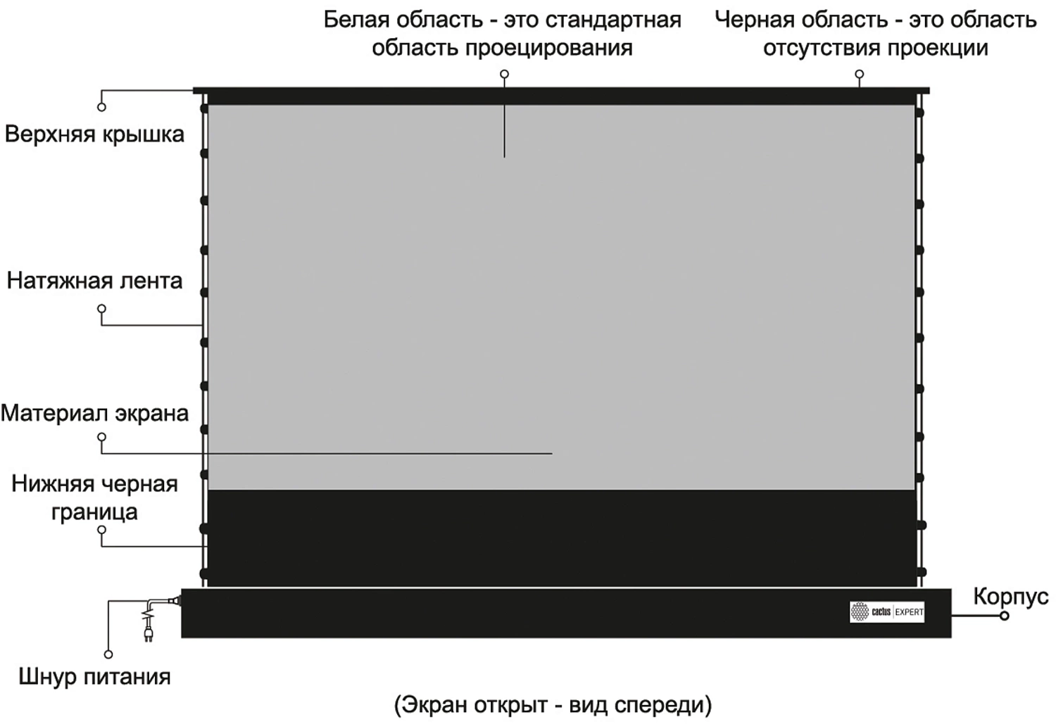 Экран Cactus 125x221см FloorRising CS-PSFRCLR-221X125 16:9 напольный рулонный черный (моторизованный привод)